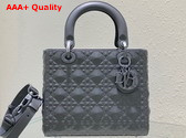 Dior Medium Lady Dior Bag Gray Cannage Calfskin with Diamond Motif Replica