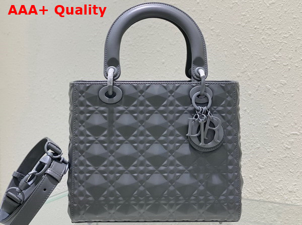 Dior Medium Lady Dior Bag Gray Cannage Calfskin with Diamond Motif Replica