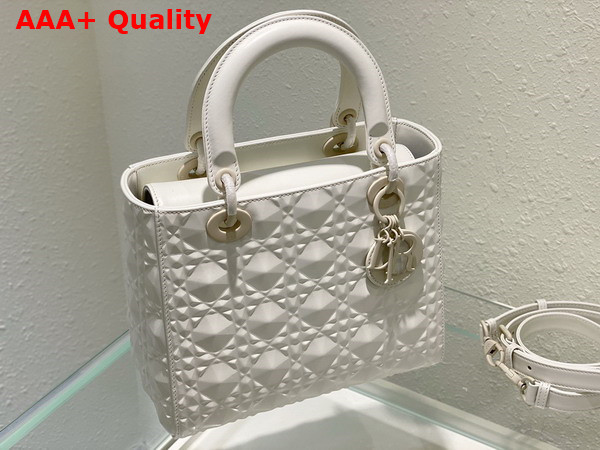 Dior Medium Lady Dior Bag Latte Cannage Calfskin with Diamond Motif Replica