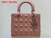 Dior Medium Lady Dior Bag Rose Des Vents Cannage Calfskin with Diamond Motif Replica