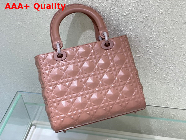 Dior Medium Lady Dior Bag Rose Des Vents Cannage Calfskin with Diamond Motif Replica