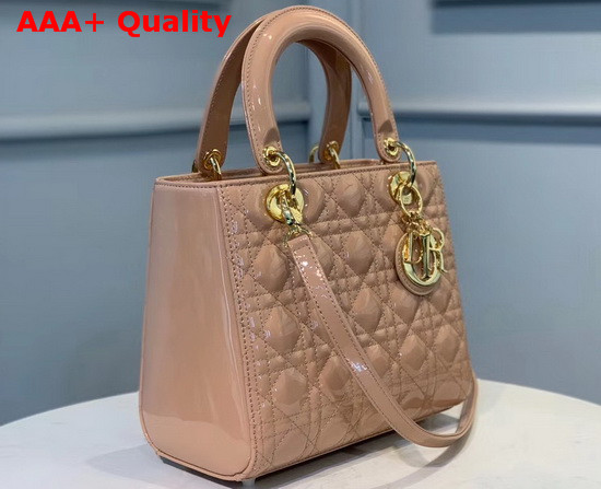 Dior Medium Lady Dior Bag Rose Des Vents Patent Calfskin Replica