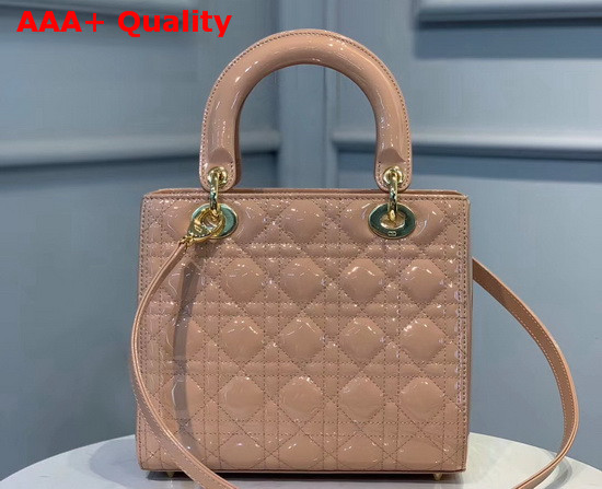 Dior Medium Lady Dior Bag Rose Des Vents Patent Calfskin Replica