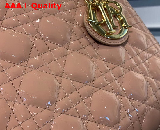 Dior Medium Lady Dior Bag Rose Des Vents Patent Calfskin Replica