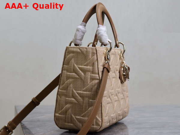 Dior Medium Lady Dior Bag in Beige Graphic Cannage Raffia Replica