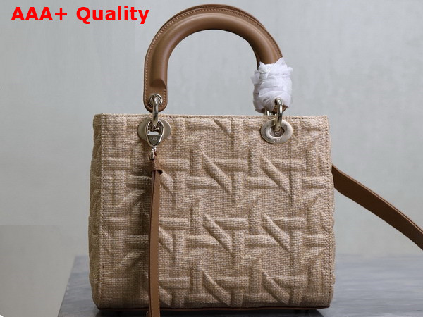 Dior Medium Lady Dior Bag in Beige Graphic Cannage Raffia Replica