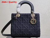 Dior Medium Lady Dior Bag in Blue Graphic Cannage Denim Replica