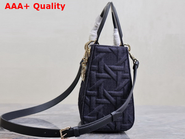 Dior Medium Lady Dior Bag in Blue Graphic Cannage Denim Replica