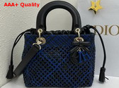 Dior Medium Lady Dior Bag in Blue and Black Braided Lambskin Replica