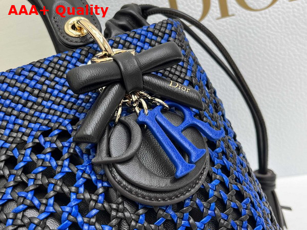 Dior Medium Lady Dior Bag in Blue and Black Braided Lambskin Replica