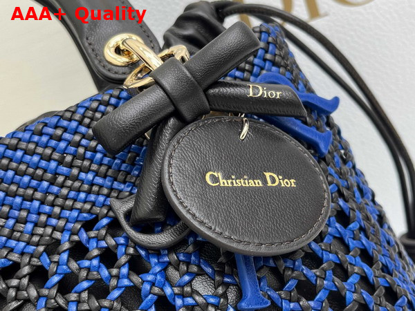 Dior Medium Lady Dior Bag in Blue and Black Braided Lambskin Replica