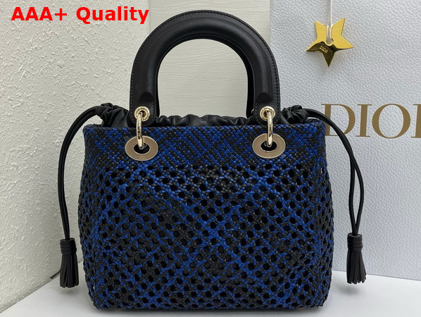 Dior Medium Lady Dior Bag in Blue and Black Braided Lambskin Replica