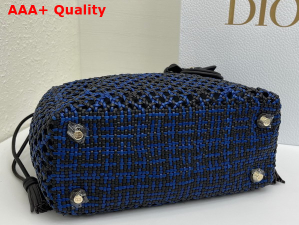 Dior Medium Lady Dior Bag in Blue and Black Braided Lambskin Replica