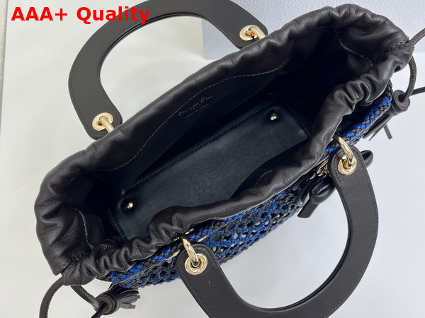 Dior Medium Lady Dior Bag in Blue and Black Braided Lambskin Replica