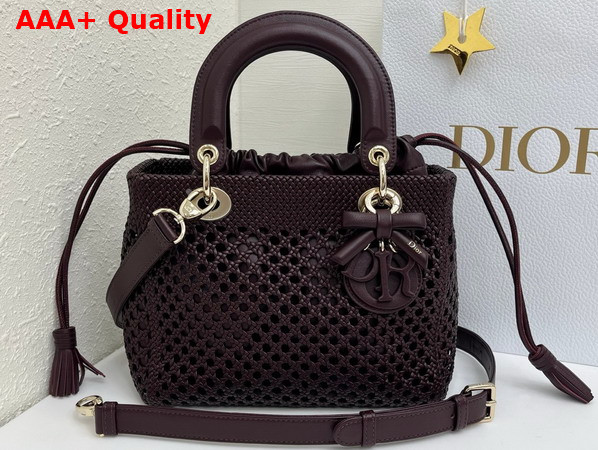 Dior Medium Lady Dior Bag in Bordeaux Braided Lambskin Replica