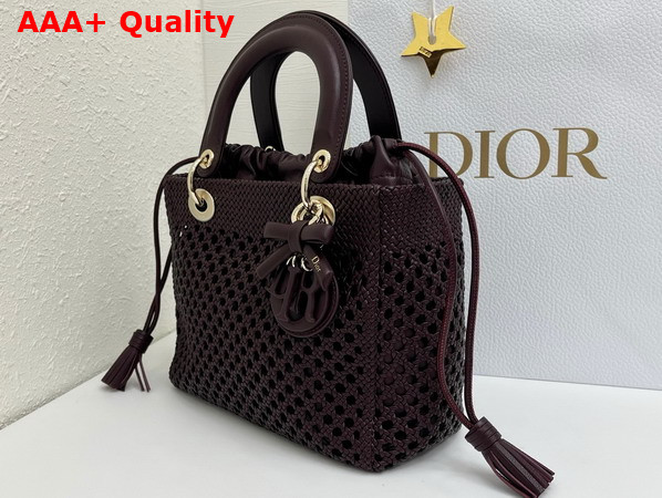 Dior Medium Lady Dior Bag in Bordeaux Braided Lambskin Replica