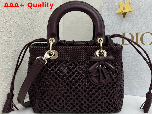 Dior Medium Lady Dior Bag in Bordeaux Braided Lambskin Replica