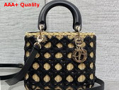 Dior Medium Lady Dior Bag in Natural Rantan and Black Calfskin Replica