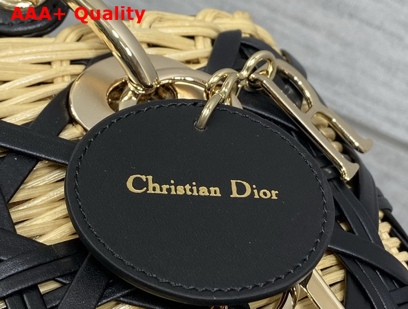 Dior Medium Lady Dior Bag in Natural Rantan and Black Calfskin Replica