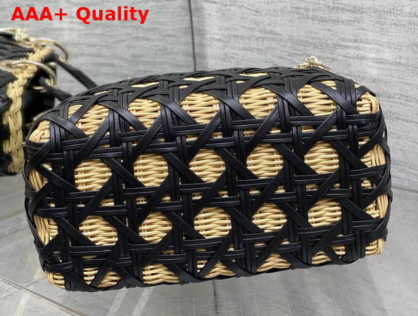 Dior Medium Lady Dior Bag in Natural Rantan and Black Calfskin Replica