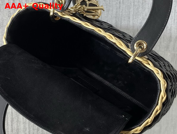 Dior Medium Lady Dior Bag in Natural Rantan and Black Calfskin Replica