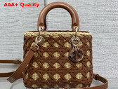 Dior Medium Lady Dior Bag in Natural Rantan and Brwon Calfskin Replica