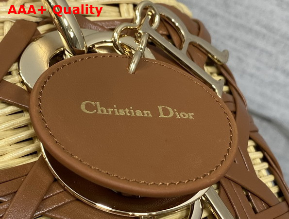 Dior Medium Lady Dior Bag in Natural Rantan and Brwon Calfskin Replica
