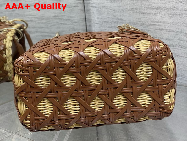 Dior Medium Lady Dior Bag in Natural Rantan and Brwon Calfskin Replica