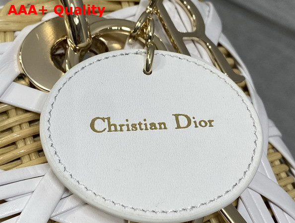 Dior Medium Lady Dior Bag in Natural Rantan and White Calfskin Replica