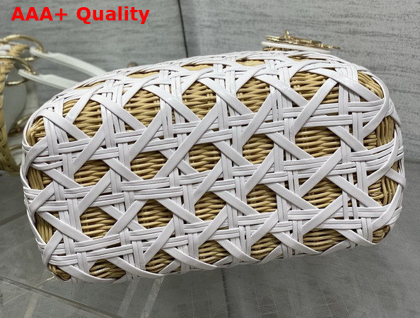 Dior Medium Lady Dior Bag in Natural Rantan and White Calfskin Replica