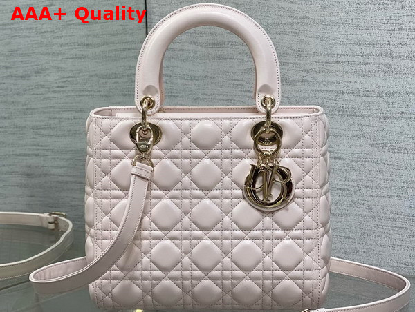 Dior Medium Lady Dior Bag in Pale Pink Cannage Lambskin Replica