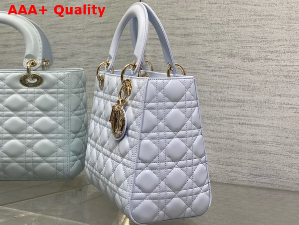 Dior Medium Lady Dior Bag in Shirt Blue Cannage Lambskin Replica