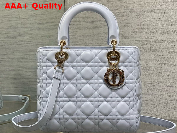 Dior Medium Lady Dior Bag in Shirt Blue Cannage Lambskin Replica