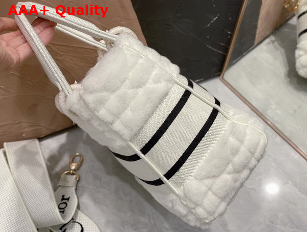 Dior Medium Lady Dior Bag in White Cannage Shearling Replica