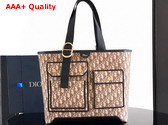 Dior Medium Pocket Dior Jett Tote Bag in Brown Dior Oblique Jacquard Replica