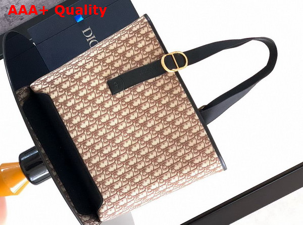 Dior Medium Pocket Dior Jett Tote Bag in Brown Dior Oblique Jacquard Replica