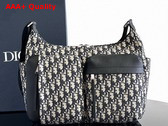 Dior Medium Rider Soft Hobo Bag Beige and Black Dior Oblique Jacquard with Black Grained Calfskin Replica