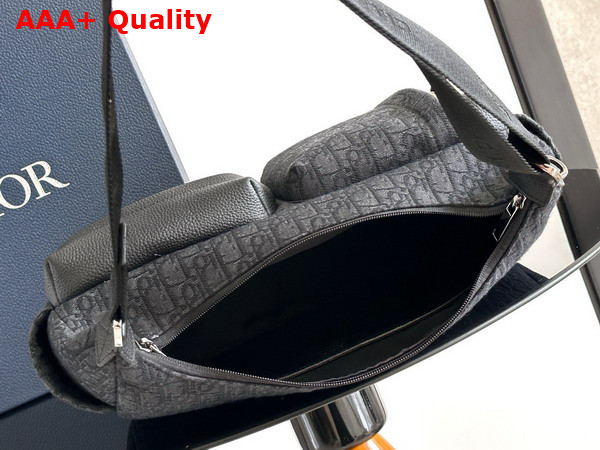 Dior Medium Rider Soft Hobo Bag Black Dior Oblique Jacquard and Black Grained Calfskin Replica
