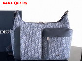 Dior Medium Rider Soft Hobo Bag in Blue Dior Oblique Jacquard and Blue Grained Calfskin Replica