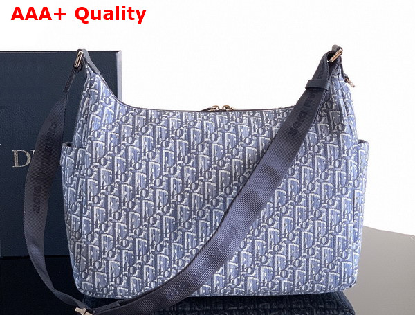 Dior Medium Rider Soft Hobo Bag in Blue Dior Oblique Jacquard and Blue Grained Calfskin Replica