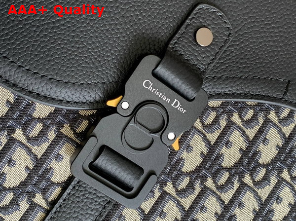 Dior Medium Saddle Messenger Bag with Flap Beige and Black Dior Oblique Jacquard with Black Grained Calfskin Replica