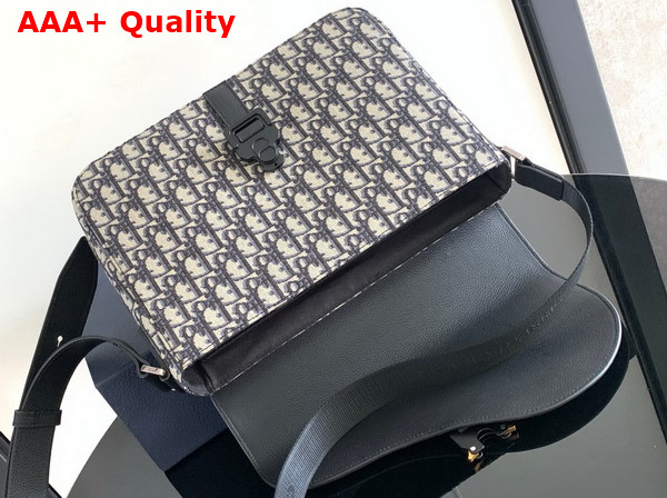 Dior Medium Saddle Messenger Bag with Flap Beige and Black Dior Oblique Jacquard with Black Grained Calfskin Replica