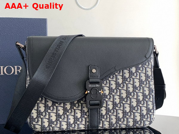 Dior Medium Saddle Messenger Bag with Flap Beige and Black Dior Oblique Jacquard with Black Grained Calfskin Replica