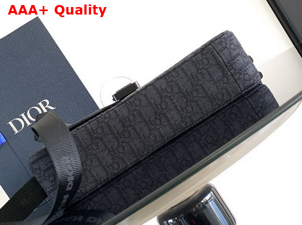 Dior Medium Saddle Messenger Bag with Flap Black Dior Oblique Jacquard and Black Grained Calfskin Replica