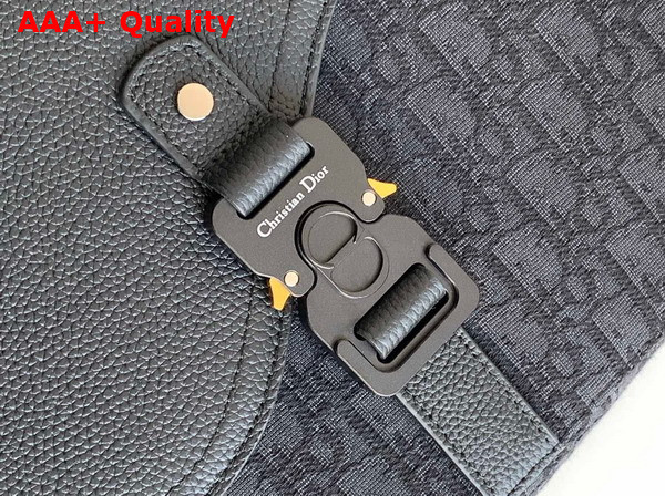 Dior Medium Saddle Messenger Bag with Flap Black Dior Oblique Jacquard and Black Grained Calfskin Replica