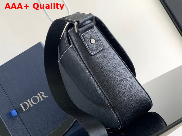 Dior Medium Saddle Messenger Bag with Flap Black Grained Calfskin Replica