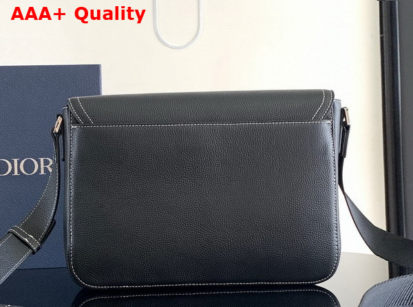 Dior Medium Saddle Messenger Bag with Flap Black Grained Calfskin Replica