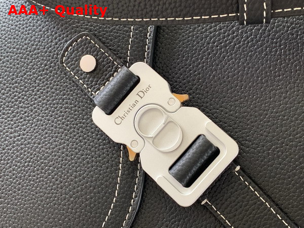 Dior Medium Saddle Messenger Bag with Flap Black Grained Calfskin Replica