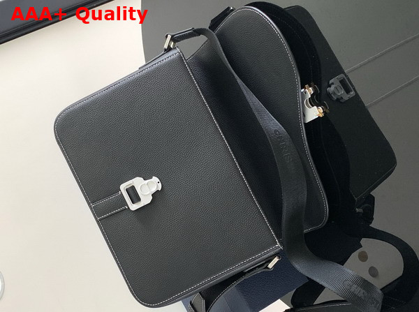 Dior Medium Saddle Messenger Bag with Flap Black Grained Calfskin Replica