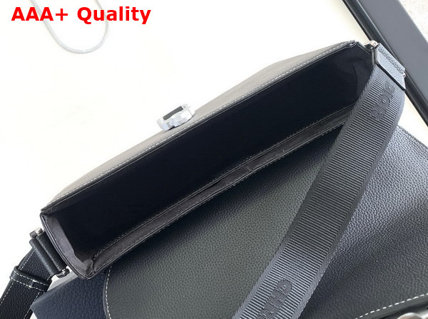 Dior Medium Saddle Messenger Bag with Flap Black Grained Calfskin Replica